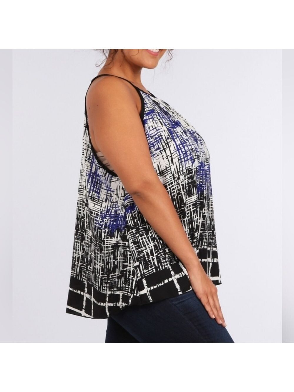 Chic Women's Black and Blue Abstract Blouse - Picture 4 of 4